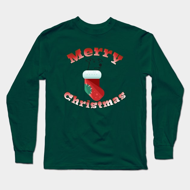 Merry Christmas (Dog) Long Sleeve T-Shirt by Courtney's Creations